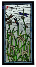 dragonfly flower tiffany stained glass windows panel WP009-S