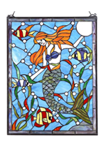 mermaid tiffany stained glass windows panel WP016-S