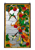tiffany Hummingbird flower stained glass windows WP004-S