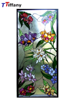 Flower tiffany stained glass window panel WP012-S