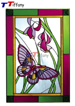 tiffany butterfly stained glass window panel WP018-S