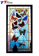 butterfly design tiffany stained glass window panel WP020-S