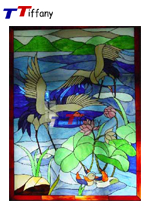 Crane design tiffany window WP024-S